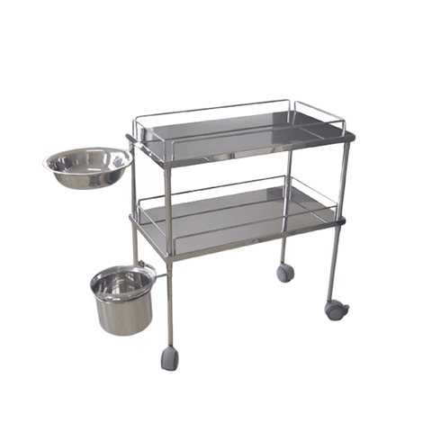 Carro De Curativo Inox Com Balde E Bacia